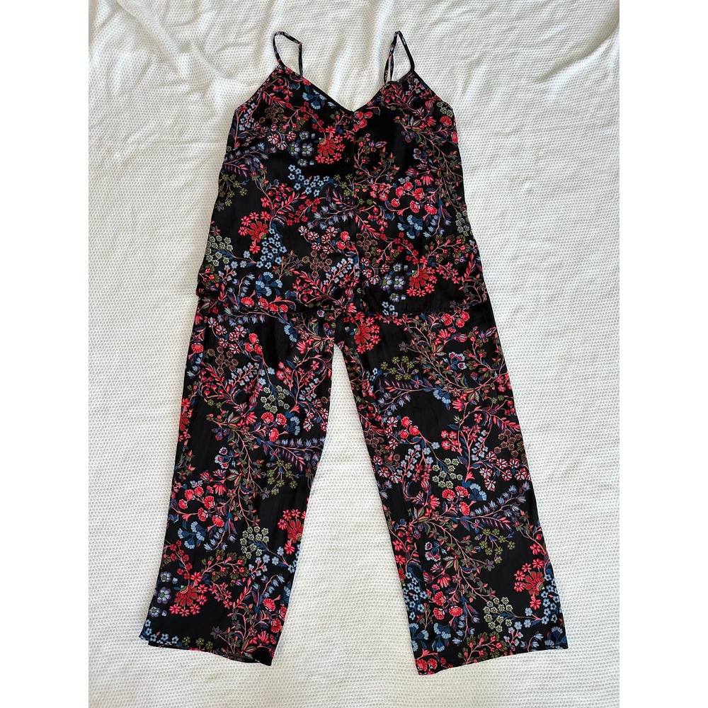 Josie Natori Floral Silky V-Neck Pajama Set Sz. Small